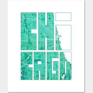 Chicago, USA City Map Typography - Watercolor Posters and Art